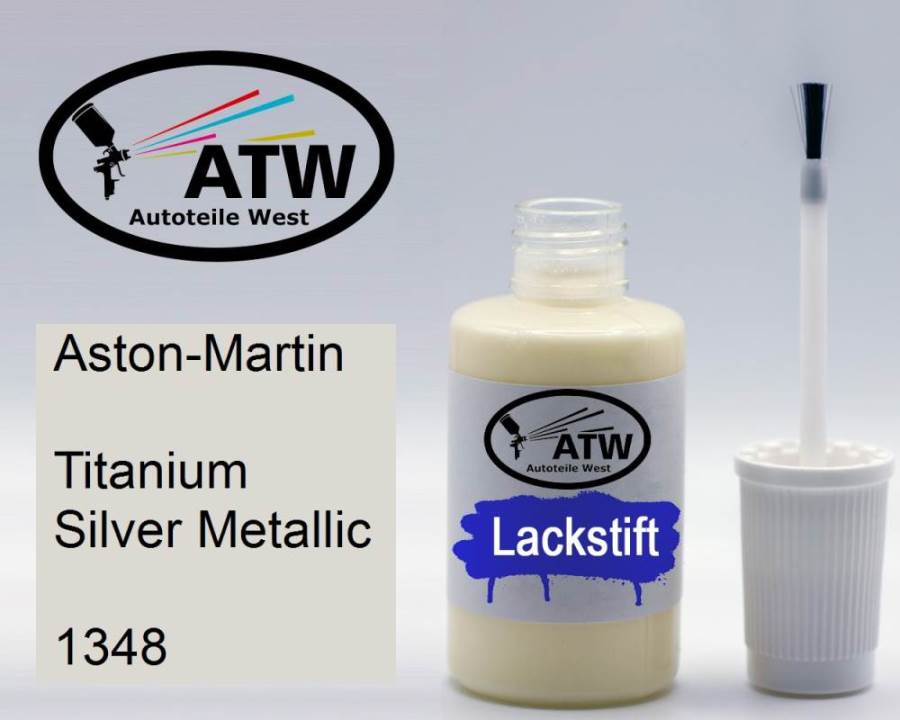 Aston-Martin, Titanium Silver Metallic, 1348: 20ml Lackstift, von ATW Autoteile West.